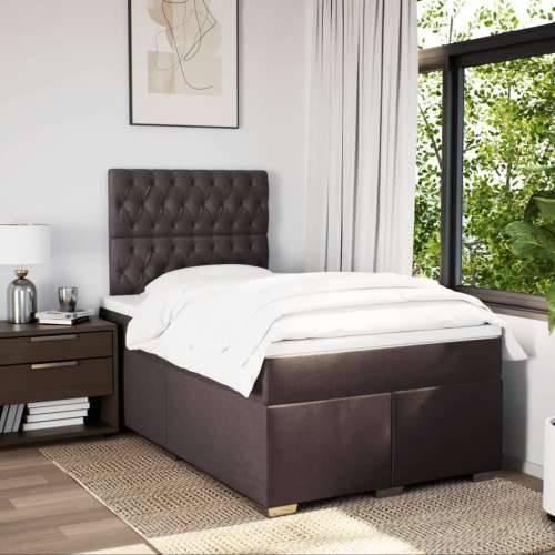 Krevet box spring s madracem tamnosmeđi 120 x 190 cm od tkanine - Tamno smeđa 120 x 190 cm Dizajn s gumbima Cijena
