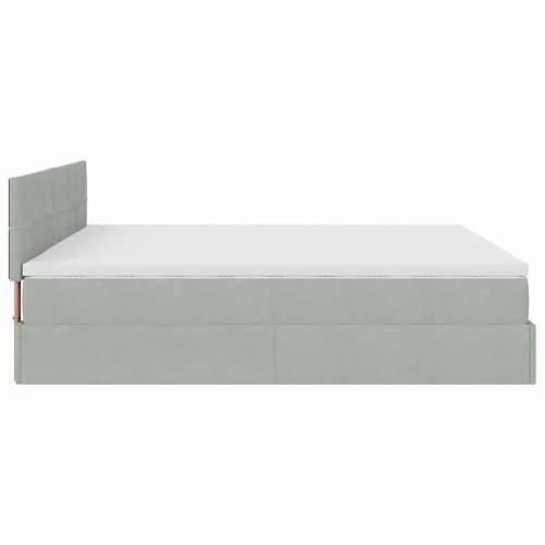 Otomanski krevet s madracem&LED 160x200 cm baršunasti - Svjetlosiva 160 x 200 cm Blok s kvadratima Cijena