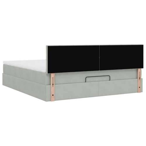 Otomanski krevet s madracem&LED 160x200 cm baršunasti - Svjetlosiva 160 x 200 cm Blok s kvadratima Cijena