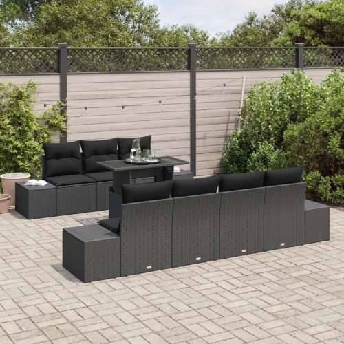 8 dijelni vrtni sofa set s jastučićima Crni poly ratan Cijena