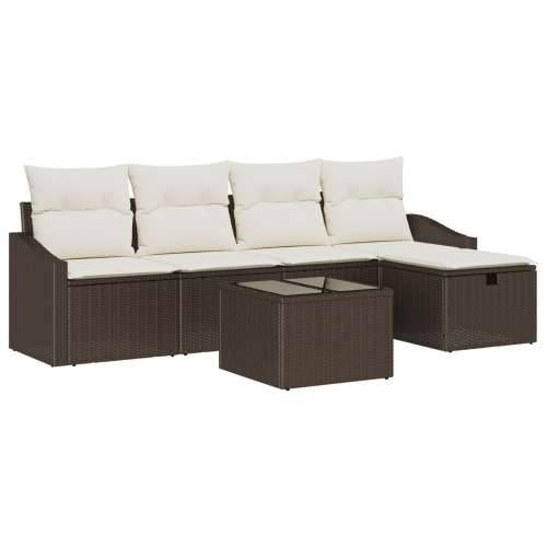 Set od 6 komada vrtnih sofa s jastucima smeđi poli ratan Cijena