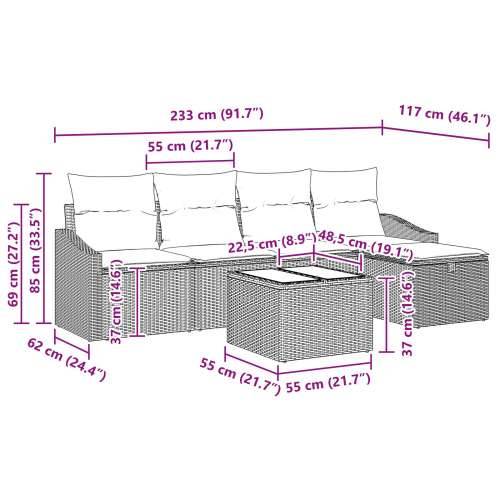 Set od 6 komada vrtnih sofa s jastucima smeđi poli ratan Cijena