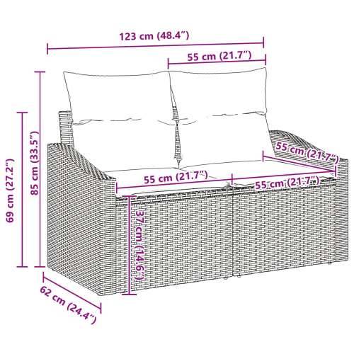 Set od 6 komada vrtnih sofa s jastucima smeđi poli ratan Cijena