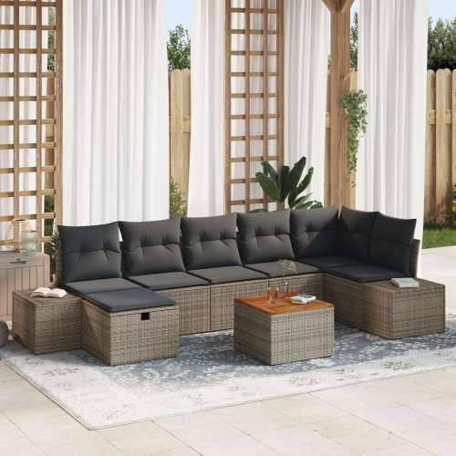 8-dijelni vrtni sofa set s jastučićima siva Poly Rattan Cijena