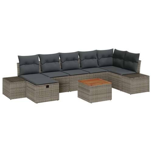 8-dijelni vrtni sofa set s jastučićima siva Poly Rattan Cijena