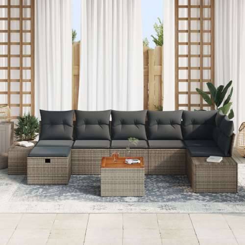 8-dijelni vrtni sofa set s jastučićima siva Poly Rattan Cijena