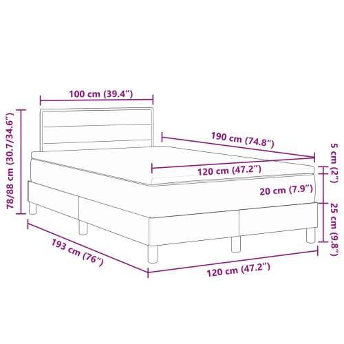 Krevet s kutijom podnicom i madracem taupe 120x190 cm tkanina Cijena