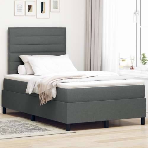 Boxspring krevet s madracem tamno siva mala dvostruka tkanina Cijena