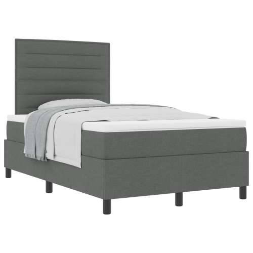 Boxspring krevet s madracem tamno siva mala dvostruka tkanina Cijena