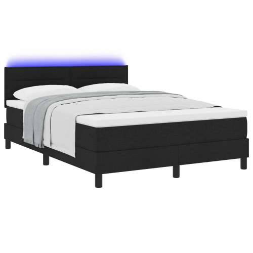 Podni ležaj s madracem i LED svjetlom Crna 140x190 cm Tkanina Cijena