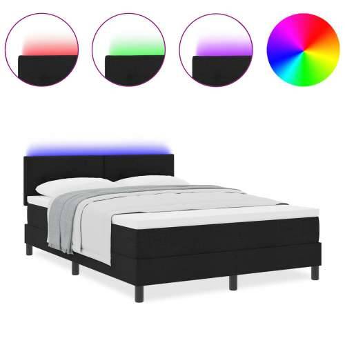 Box Spring Krevet s Madracem & LED Crna 140x190 cm Tkanina Cijena