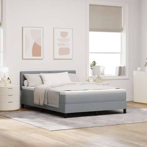 Box Spring Krevet s Madracem & LED Svjetlom Svjetlosiva 160x200 cm Tkanina Cijena