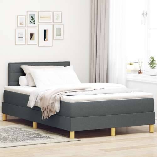 Krevet s box springom s madracem i LED osvjetljenjem Tamno sivi 120x190 cm Tkanina Cijena