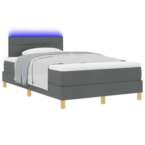 Krevet s box springom s madracem i LED osvjetljenjem Tamno sivi 120x190 cm Tkanina Cijena