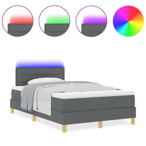 Krevet s box springom s madracem i LED osvjetljenjem Tamno sivi 120x190 cm Tkanina Cijena