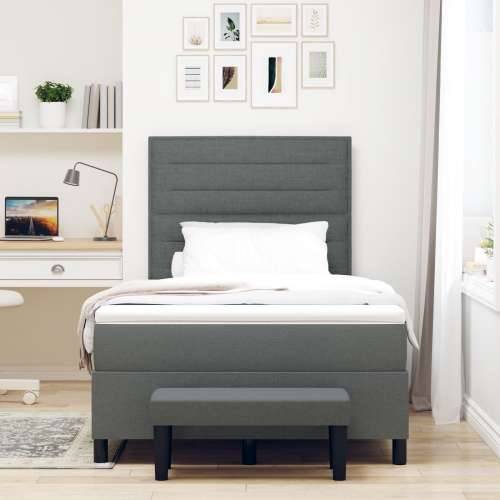 Box Spring Krevet s Madracem i Klupu Tamnosiva 120x190 cm Tkanina Cijena