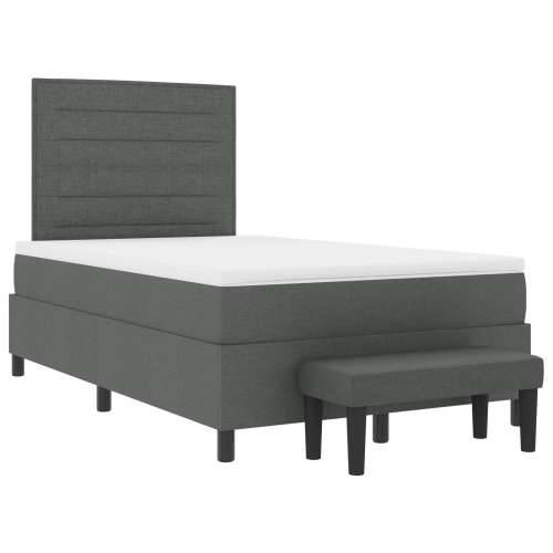 Box Spring Krevet s Madracem i Klupu Tamnosiva 120x190 cm Tkanina Cijena