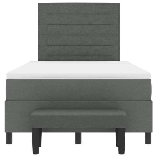 Box Spring Krevet s Madracem i Klupu Tamnosiva 120x190 cm Tkanina Cijena