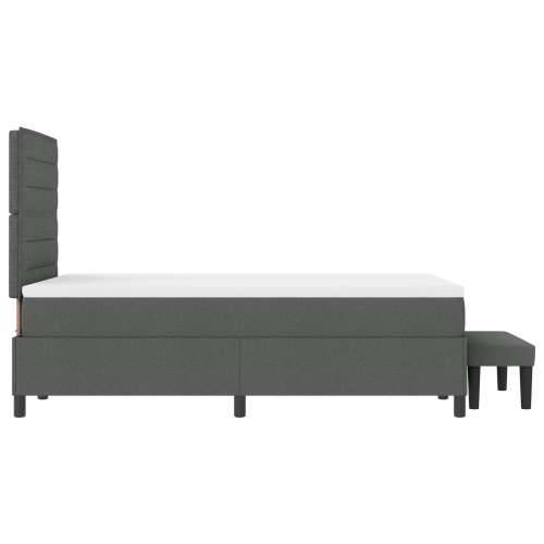 Box Spring Krevet s Madracem i Klupu Tamnosiva 120x190 cm Tkanina Cijena
