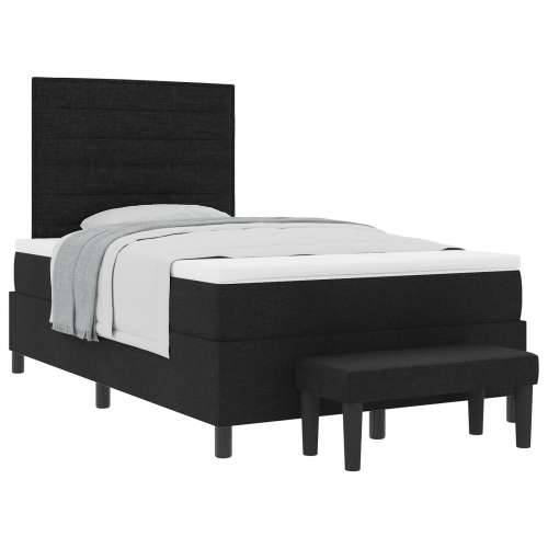 Box Spring krevet s madracem i klupom crna 120x190 cm tkanina Cijena
