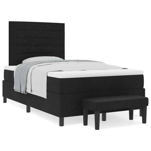 Box Spring krevet s madracem i klupom crna 120x190 cm tkanina Cijena