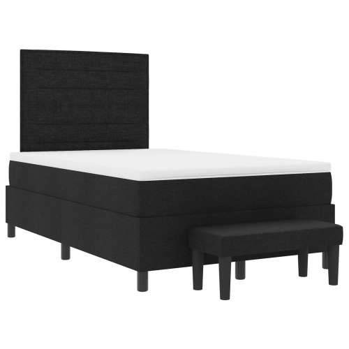Box Spring krevet s madracem i klupom crna 120x190 cm tkanina Cijena