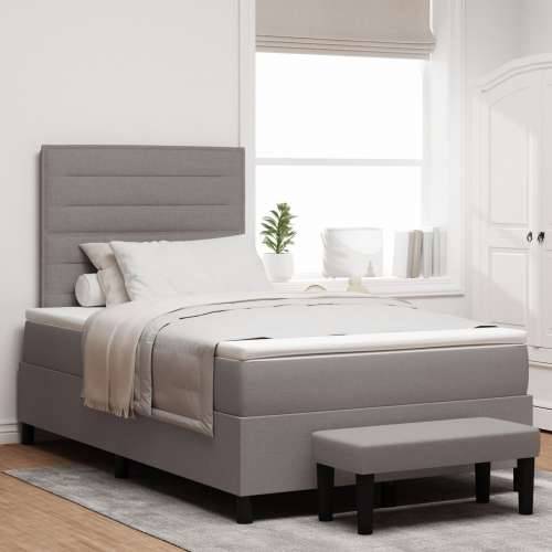 Krevet s box springom, madracem i klupom Taupe 120x190 cm Tkanina Cijena