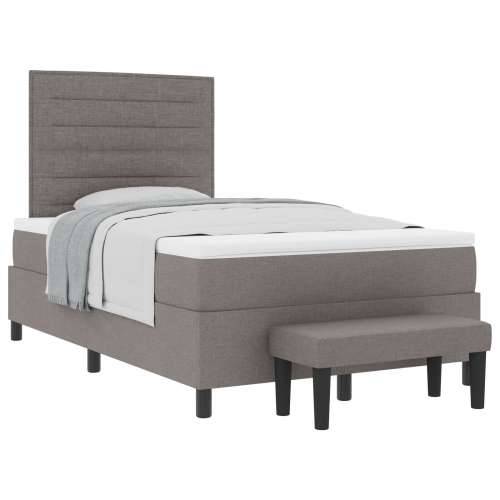 Krevet s box springom, madracem i klupom Taupe 120x190 cm Tkanina Cijena