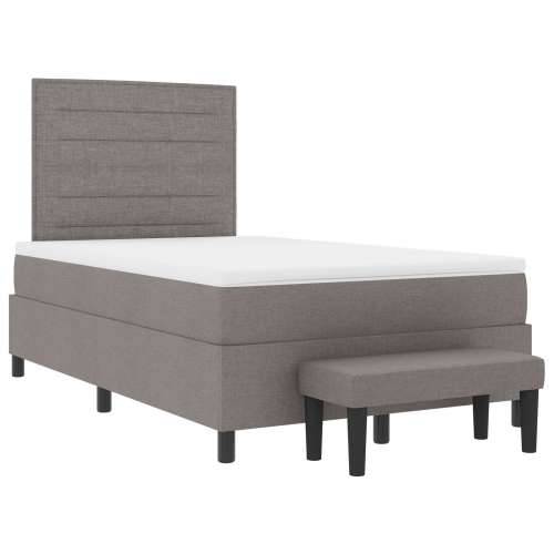 Krevet s box springom, madracem i klupom Taupe 120x190 cm Tkanina Cijena