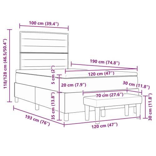 Krevet s box springom, madracem i klupom Taupe 120x190 cm Tkanina Cijena