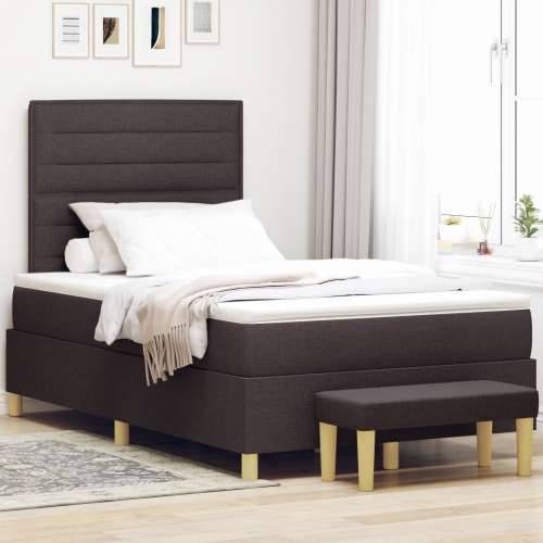 Box Spring krevet s madracem i klupom tamnosmeđi 120x190 cm tkanina Cijena