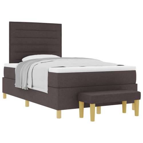Box Spring krevet s madracem i klupom tamnosmeđi 120x190 cm tkanina Cijena