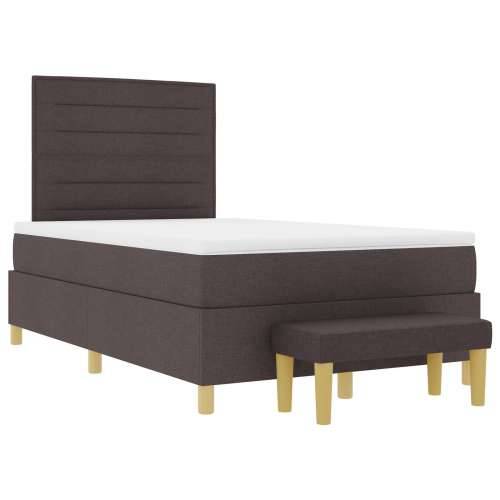 Box Spring krevet s madracem i klupom tamnosmeđi 120x190 cm tkanina Cijena