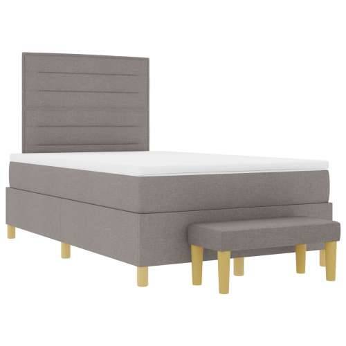 Krevet s box springom s madracem i klupom taupe 120x190 cm tkanina Cijena