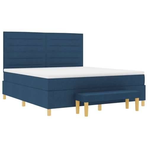 Krevet s box springom s madracem i klupom Plavi 180x200 cm Tkanina Cijena