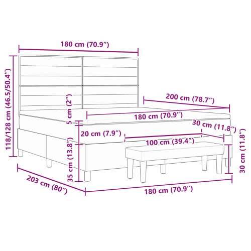 Krevet s box springom s madracem i klupom Plavi 180x200 cm Tkanina Cijena