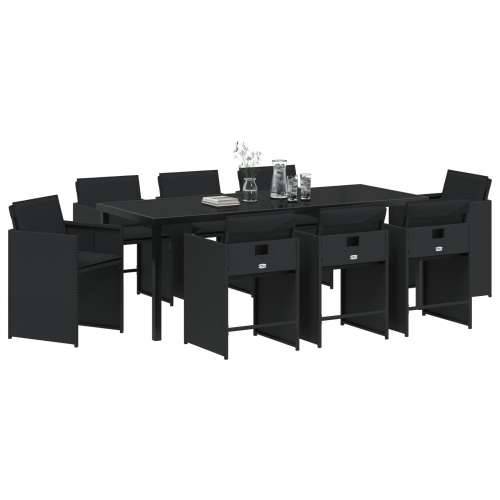 set od 9 komada vrtne stolice s jastučićima crni poly ratan Cijena