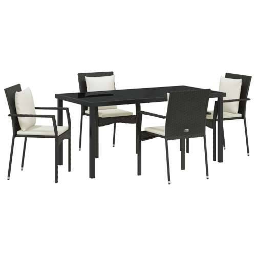 Set od 5 dijelova vrtne blagovačke garniture s jastučićima crni poli ratan Cijena