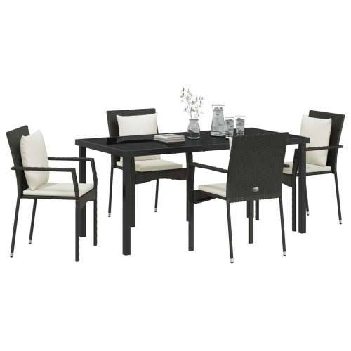 Set od 5 dijelova vrtne blagovačke garniture s jastučićima crni poli ratan Cijena
