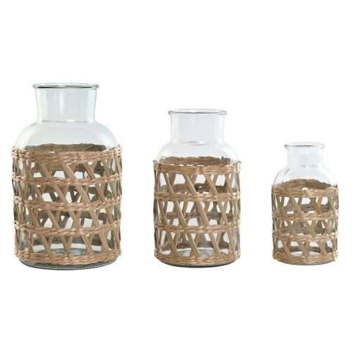 Vrč Home ESPRIT Prirodno Kristal 18,3 x 18,3 x 30 cm (3 Dijelovi) Cijena