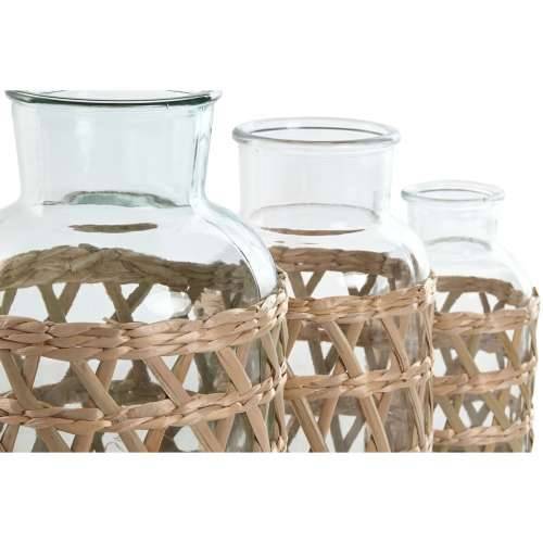 Vrč Home ESPRIT Prirodno Kristal 18,3 x 18,3 x 30 cm (3 Dijelovi) Cijena