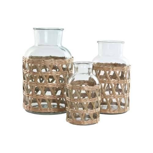 Vrč Home ESPRIT Prirodno Kristal 18,3 x 18,3 x 30 cm (3 Dijelovi) Cijena