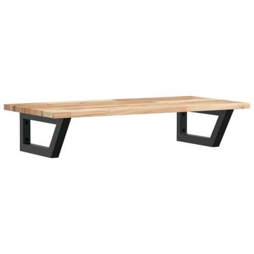 Zidna polica za Lavabo - Umivaonik od čelika i masivnog bagremovog drva - Smeđa i crna 80 x 40 x 2 cm 1 Trapez Cijena