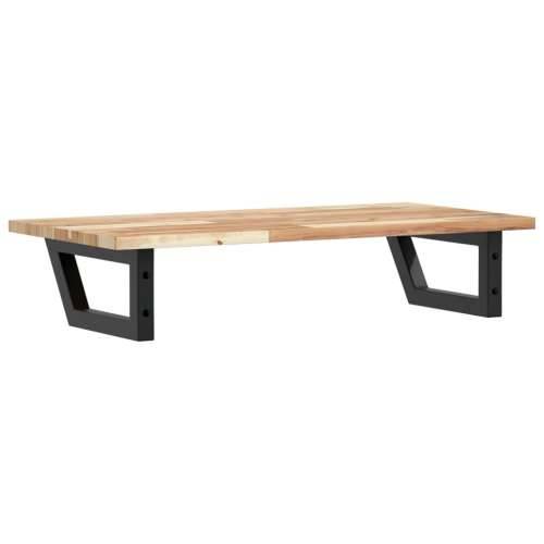 Zidna polica za Lavabo - Umivaonik od čelika i masivnog bagremovog drva - Smeđa i crna 80 x 40 x 2 cm 1 Trapez Cijena