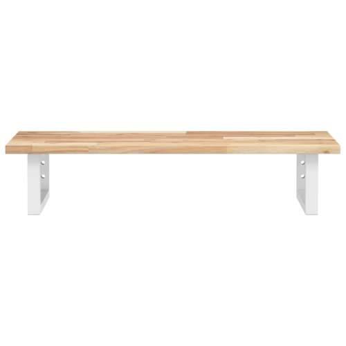 Zidna polica za Lavabo - Umivaonik od čelika i masivnog bagremovog drva - Smeđa i bijela 80 x 40 x 2 cm 1 Pravokutno Cijena