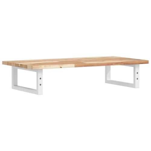 Zidna polica za Lavabo - Umivaonik od čelika i masivnog bagremovog drva - Smeđa i bijela 80 x 40 x 2 cm 1 Pravokutno Cijena