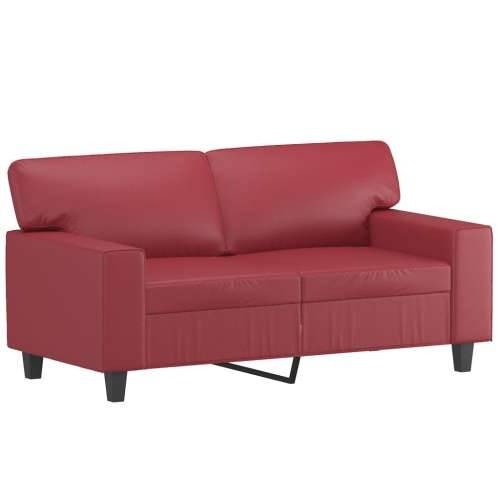 3-dijelna sofa garnitura vino crvena umjetna koža - boja crnog vina s jastučićima i tabureom Cijena