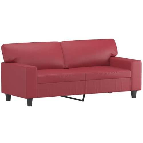 3-dijelna sofa garnitura vino crvena umjetna koža - boja crnog vina s jastučićima i tabureom Cijena