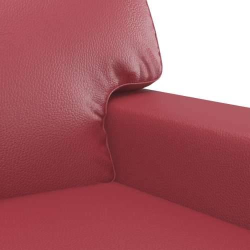 3-dijelna sofa garnitura vino crvena umjetna koža - boja crnog vina s jastučićima i tabureom Cijena