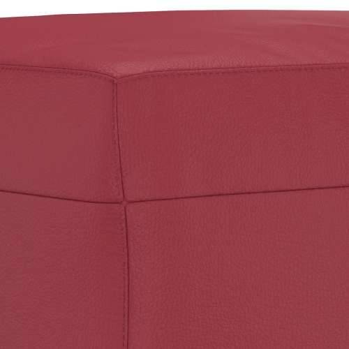 3-dijelna sofa garnitura vino crvena umjetna koža - boja crnog vina s jastučićima i tabureom Cijena
